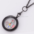 Chunky wholesale black lockets jewelry, round crystal magnetic pendants designers hot sale